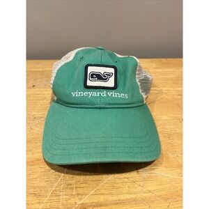 Vineyard Vines Trucker Hat Whale Patch Starboard Green White Mesh Soft Cap‎